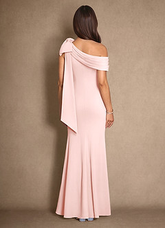Azazie Myers Mother of the Bride Dresses Blushing Pink Mermaid Pleated Stretch Crepe Dress image2