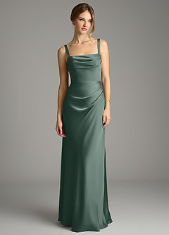 Azazie Alouette Bridesmaid Dresses Sea Moss Mermaid Pleated Stretch Satin Dress image3