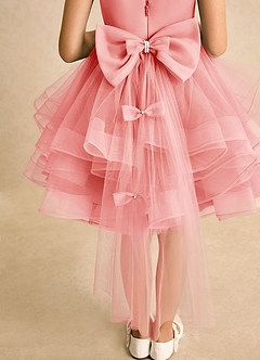 Azazie Tinie Flower Girl Dresses Coral Ball-Gown Bow Tulle Dress image7