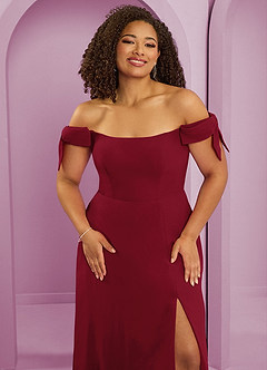 Barbie ♥ Azazie Bridesmaid Dresses Burgundy A-Line Off the Shoulder Chiffon Convertible Dress image11