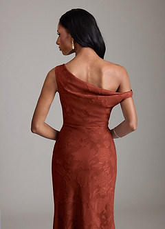 Azazie Emerson Bridesmaid Dresses Terracotta Mermaid Off the Shoulder Floral Burnout Dress image7