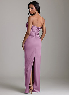 Azazie Sonora Vestidos de damas de honor Vestido de Glicinia de Satén Elástico de Corte Recto con Sin tirantes image7