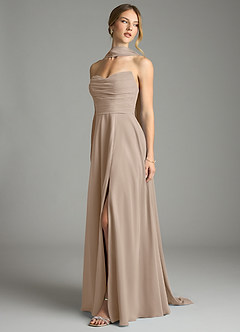 Azazie Ayla Abiti da Damigella Abito A-Line in Chiffon Scollo a Cuore Taupe image9