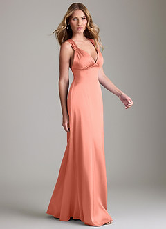 Azazie Cemion Brudtärnklänningar Klä av A-Linje i Stretch Satin Laxrosa image4