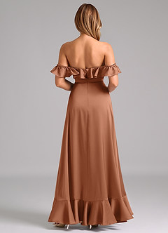 Azazie Lyra Bridesmaid Dresses Bronzer A-Line Off the Shoulder Stretch Satin Convertible Dress image6