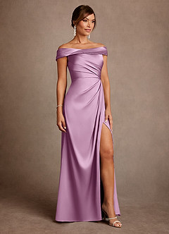 Azazie Bedford Kleider für die Brautmutter Etui Plissee Stretch-Satin Kleid Blauregen image4