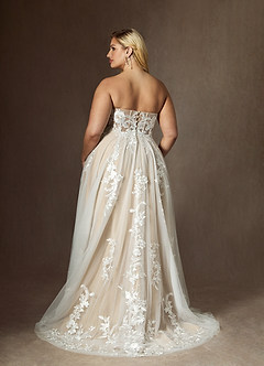 Azazie Aurorie Wedding Dresses Diamond White Champagne A-Line Sequins Tulle Dress image8