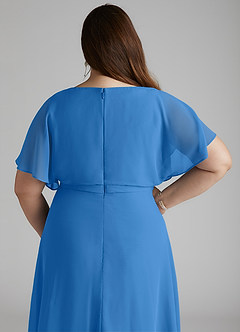 Azazie Aaliyah Modest Bridesmaid Dresses A-Line Scoop Pleated Chiffon Floor-Length Dress image10