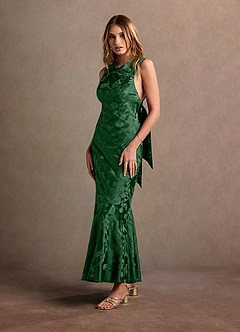 Bellini Hunter Green Jacquard Satin Maxi Dress image4