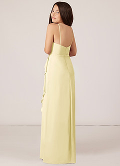 Azazie Kaylee Junior Abito A-Line in Chiffon Con Cintura Sorbetto Al Limone image5