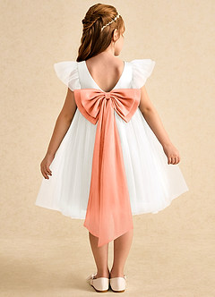 Azazie Munchkin Flower Girl Dresses Ivory Sunset A-Line Bow Tulle Dress image1