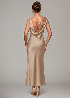 Azazie Rylina 신부 들러리 드레스 인어 주름진 스트레치 새틴 발목 길이 드레스 image6