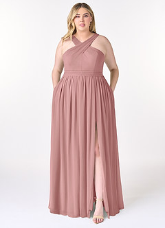 Azazie Elvira Bridesmaid Dresses Dusty Rose A-Line Pleated Chiffon Dress image7
