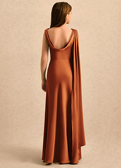 Azazie Sanah Girls Formal Flower Girl Klänningar Klänning A-Line i Stretch Satin Plisserad image2
