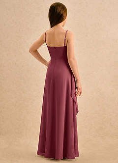 Azazie Cannoli Girls Formal Abiti da Ragazza di Fiori Abito A-Line in Chiffon Plissettato Merlot image2