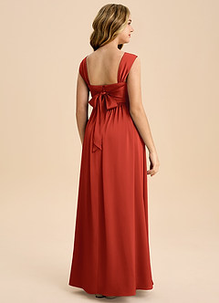 Azazie Hattie Junior A-Linie Plissee Stretch-Satin Kleid Rost image7