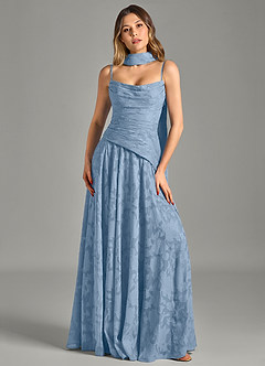 Azazie Gabriela Bridesmaid Dresses Powder Blue A-Line Strapless Floral Burnout Dress image6