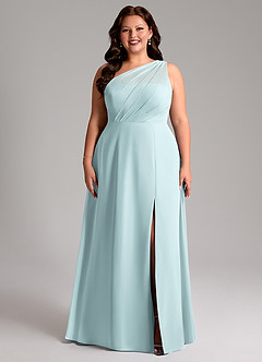 Azazie Phaedra Bridesmaid Dresses Mist A-Line One Shoulder Chiffon Dress image9