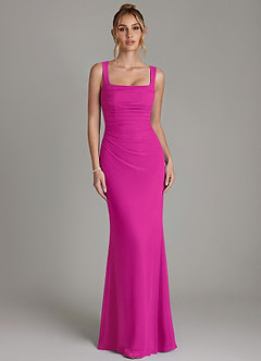 Azazie Agustina Bridesmaid Dresses Fuchsia Mermaid Corset Chiffon Dress image5