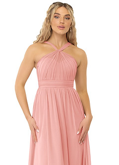 Azazie Kielle Final Sale Dusty Rose A-Line Pleated Chiffon Dress image5