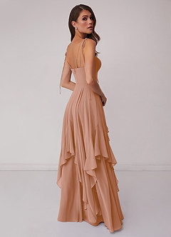 Barbie ♥ Azazie Bridesmaid Dresses Champagne Rose A-Line Bow Chiffon Dress image2