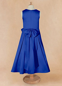 Azazie Ronda Final Sale Royal Blue A-Line Pleated Matte Satin Dress image7