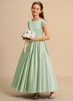 Azazie Bunny Junior Formal vestidos de niña de las flores Vestido de Salvia Polvorienta de Encaje de Princesa image6