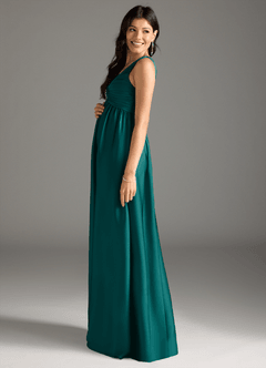 Azazie Yetta Brautjungfernkleider für Schwangere A-Linie Plissee Stretch-Satin Bodenlänge Kleid image4