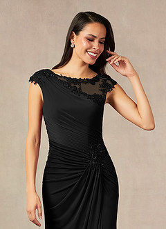 Azazie Oliniana Mother of the Bride Dresses Black Mermaid Lace Mesh Dress image5