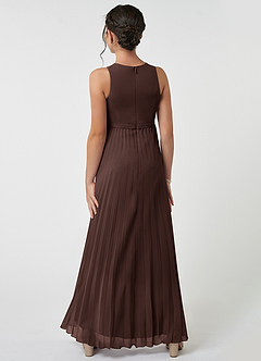 Azazie Lindie Junior Ganache A-Line Pleated Chiffon Dress image2