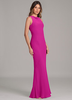 Azazie Allettie Vestidos de damas de honor Vestido de Fucsia de Gasa de Corte Sirena image5
