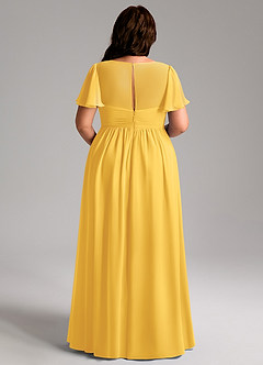 Azazie Verna Maternity Bridesmaid Dresses A-Line V-Neck Ruched Chiffon Floor-Length Dress image12