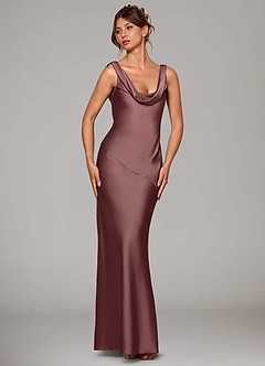 Azazie Rylina Bridesmaid Dresses Vintage Mauve Mermaid Stretch Satin Dress image3