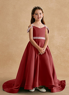 Azazie Jodi Flower Girl Dresses Rust A-Line Matte Satin Dress image4