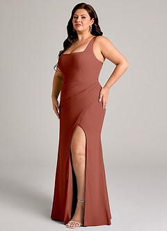 Azazie Mero Bridesmaid Dresses Auburn Sheath Pleated Chiffon Dress image12