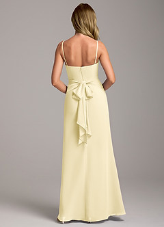 Azazie Tahlia Bridesmaid Dresses Lemon Sorbet A-Line with Belt Chiffon Dress image6