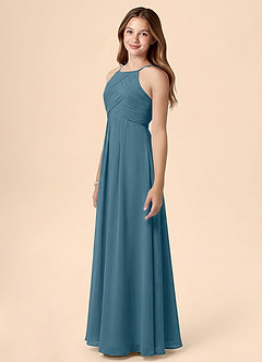 Azazie Ginny Junior Bermuda A-Line Pleated Chiffon Dress image3