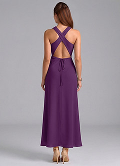 Azazie Evadne Bridesmaid Dresses Grape Sheath Pleated Chiffon Dress image6