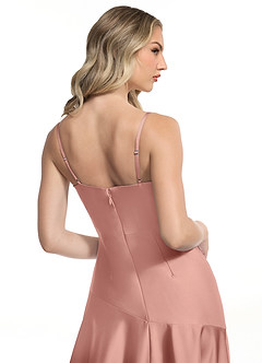 Azazie Kayla Final Sale Rosette A-Line Side Slit Stretch Satin Dress image5