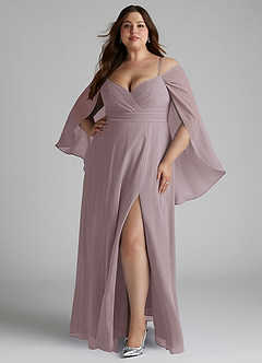 Azazie Cienna Bridesmaid Dresses Dusk A-Line Off the Shoulder Chiffon Dress image7