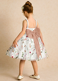 Azazie Peppa vestidos de niña de las flores Vestido de Marfil Rosa Champaña de Tul de Corte En A con Escote de Corazón image5