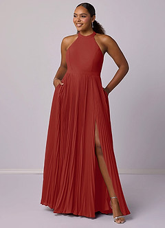 Barbie ♥ Azazie Bridesmaid Dresses Terracotta A-Line Pleated Chiffon Dress image11
