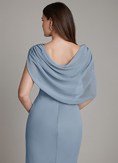 Azazie Hadley Bridesmaid Dresses Dusty Blue Mermaid Pleated Chiffon Dress image2