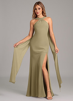 Azazie Kinsley Bridesmaid Dresses Moss Green Mermaid Pleated Chiffon Dress image5
