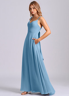 Azazie Beatrice Bridesmaid Dresses Steel Blue A-Line Sweetheart Neckline Chiffon Dress image5