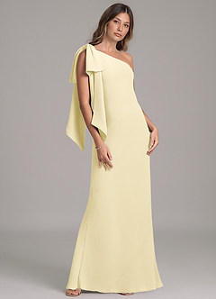 Azazie Capri Brautjungfernkleider A-Linie One-Shoulder Chiffon Kleid Zitronensorbet image4