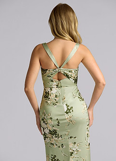 Azazie Mero Bridesmaid Dresses Floral Vines Mermaid Pleated Stretch Satin Dress image7