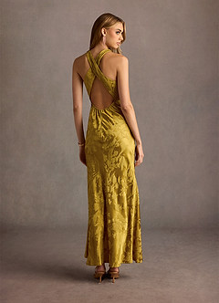 Camelia Chartreuse Open Back Maxi Dress image2