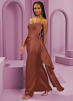 Barbie ♥ Azazie Bridesmaid Dresses Auburn Sheath Strapless Stretch Satin Convertible Dress image6