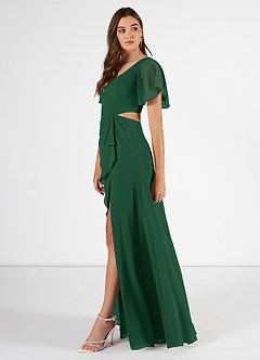 Azazie Imogen Bridesmaid Dresses A-Line Ruched Chiffon Floor-Length Dress image3